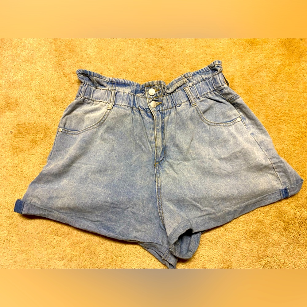 Ladies denim paper bag shorts